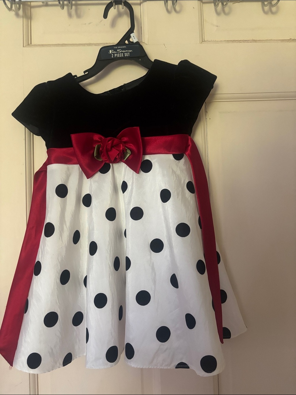 Youngland Black, White & Red Polka Dot Formal Dress 24 mos